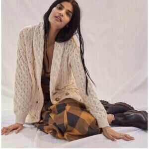 Anthropologie Pilcro Cable-Knit Cardigan in Cream XXS